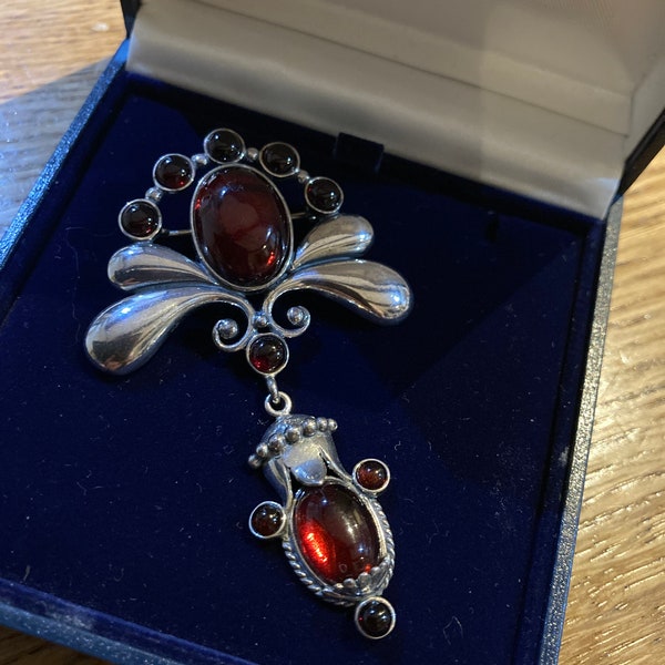 VALERIO 888 vintage Cherry Amber and sterling silver 925 Brooch