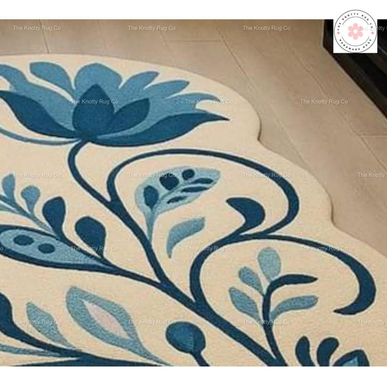 Hand Tufted Wool Rug Modern Irregular Luxury Carpet Floral Design - Etsy