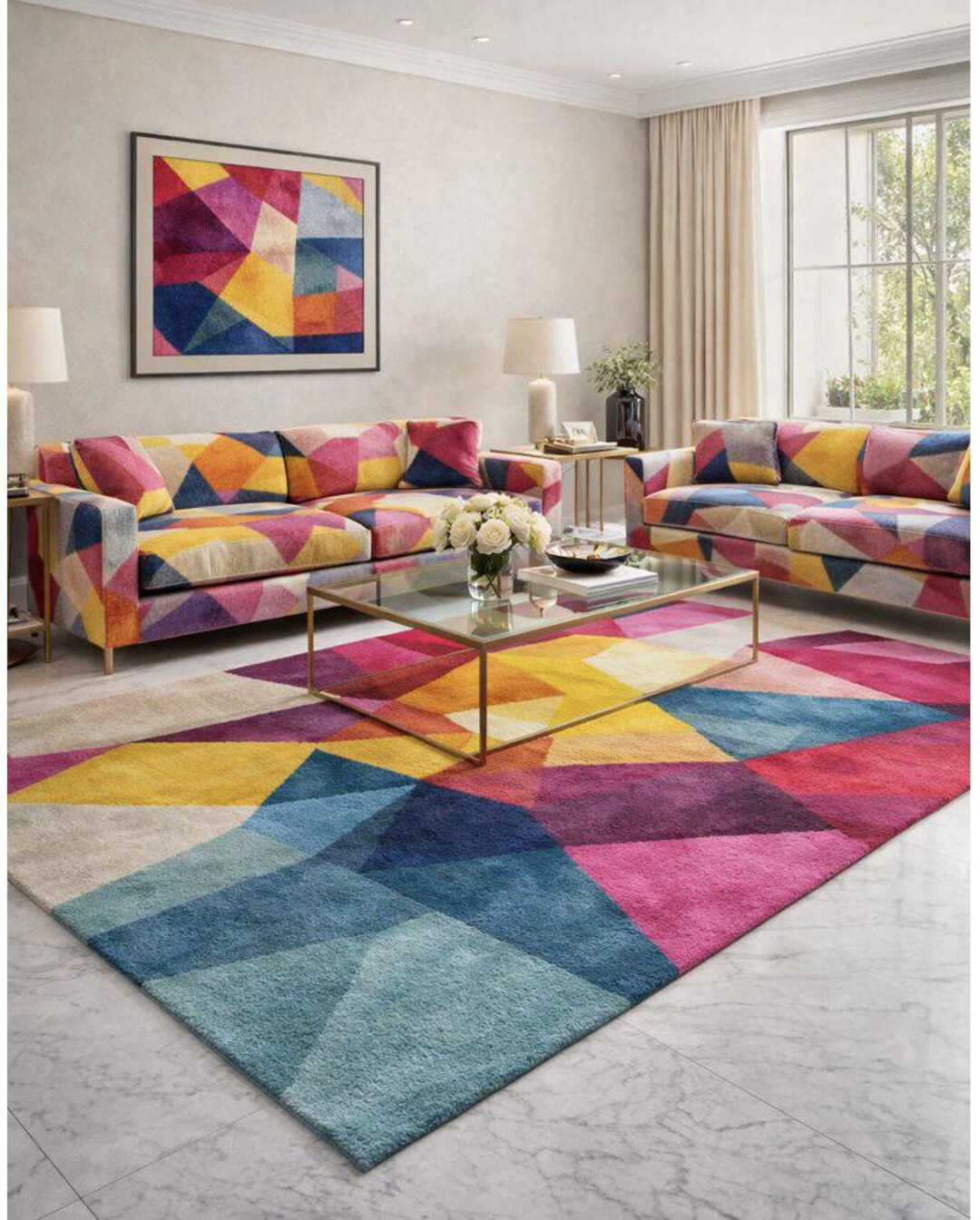 Hand Tufted Area Rug – Modern Abstract Design, Handmade Carpet, Wool ...