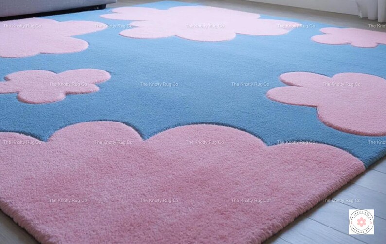 Cloud Pattern Rug Hand Tufted Wool Rug: Modern Cloud Design, Bedroom Rug - Etsy