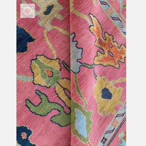 Exquisite Pink Oushak style Hand Knotted Rug 4x6, 5x8, 6x9, 8x10, 9x12, 10x14 ft Handmade Rugs for Living Room - Antique Contemporary rug
