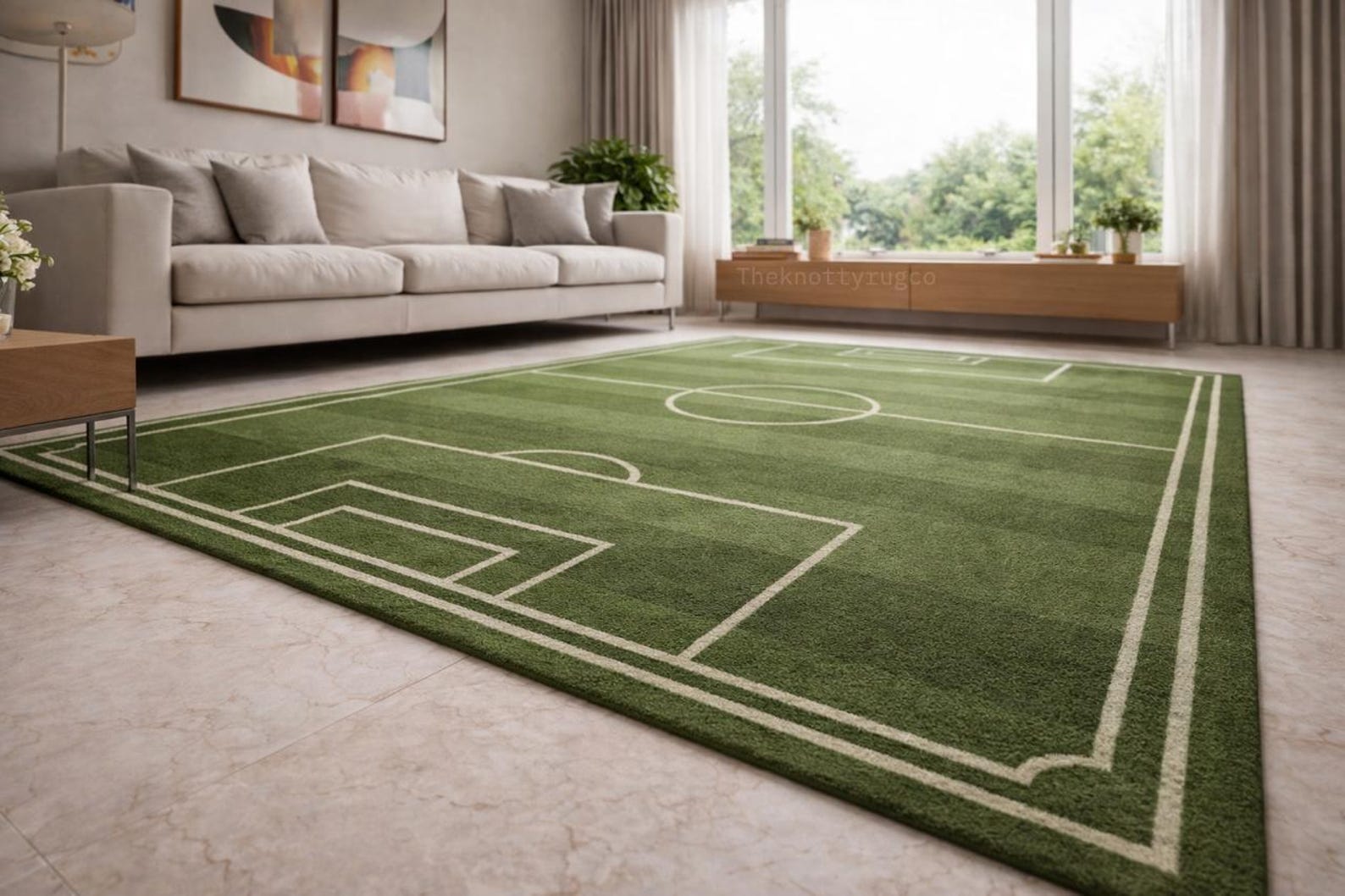 Hand Tufted Football Field Wool Rug | Sports Game Room Decor - Etsy