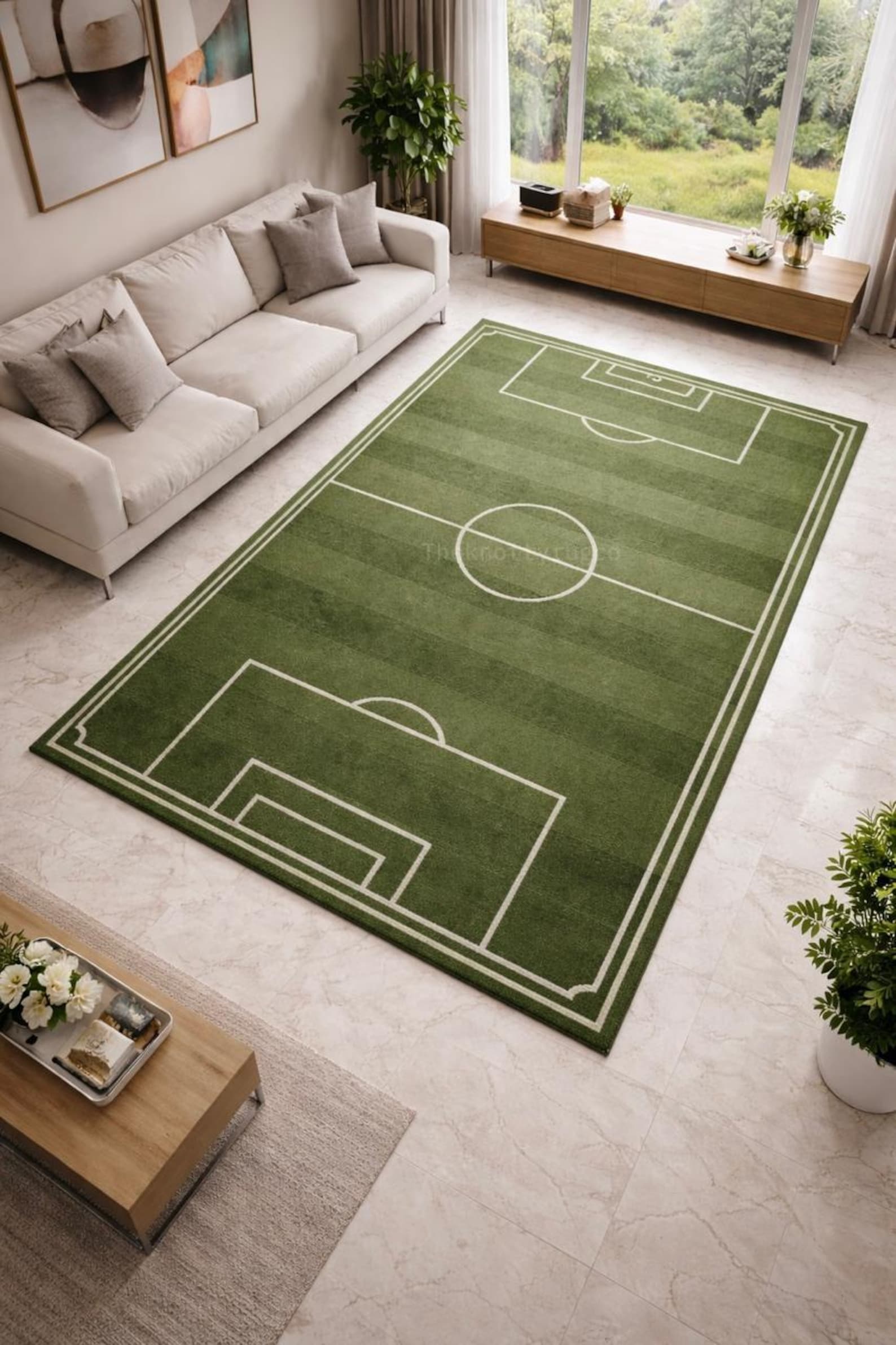 Cu Football Rug Hand Tufted Football Field Wool Rug | Sports Game Room Decor - Etsy