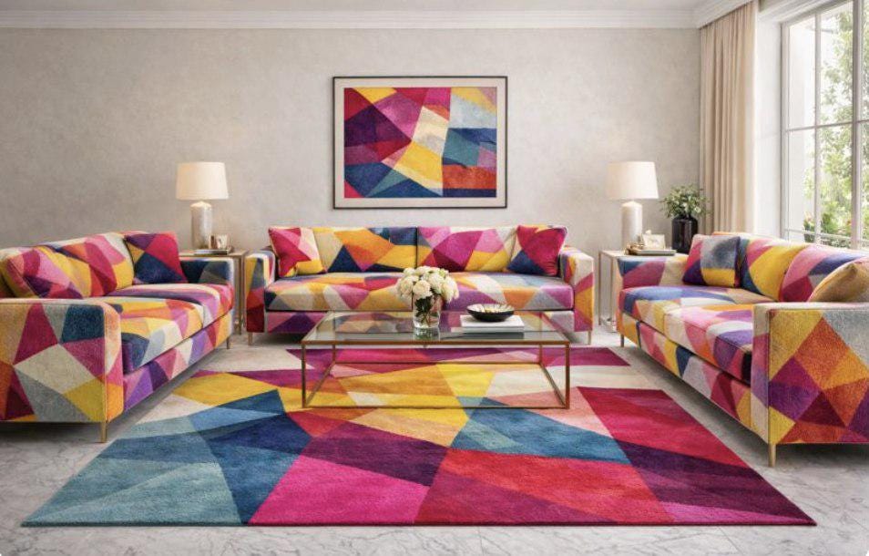 Hand Tufted Area Rug – Modern Abstract Design, Handmade Carpet, Wool ...