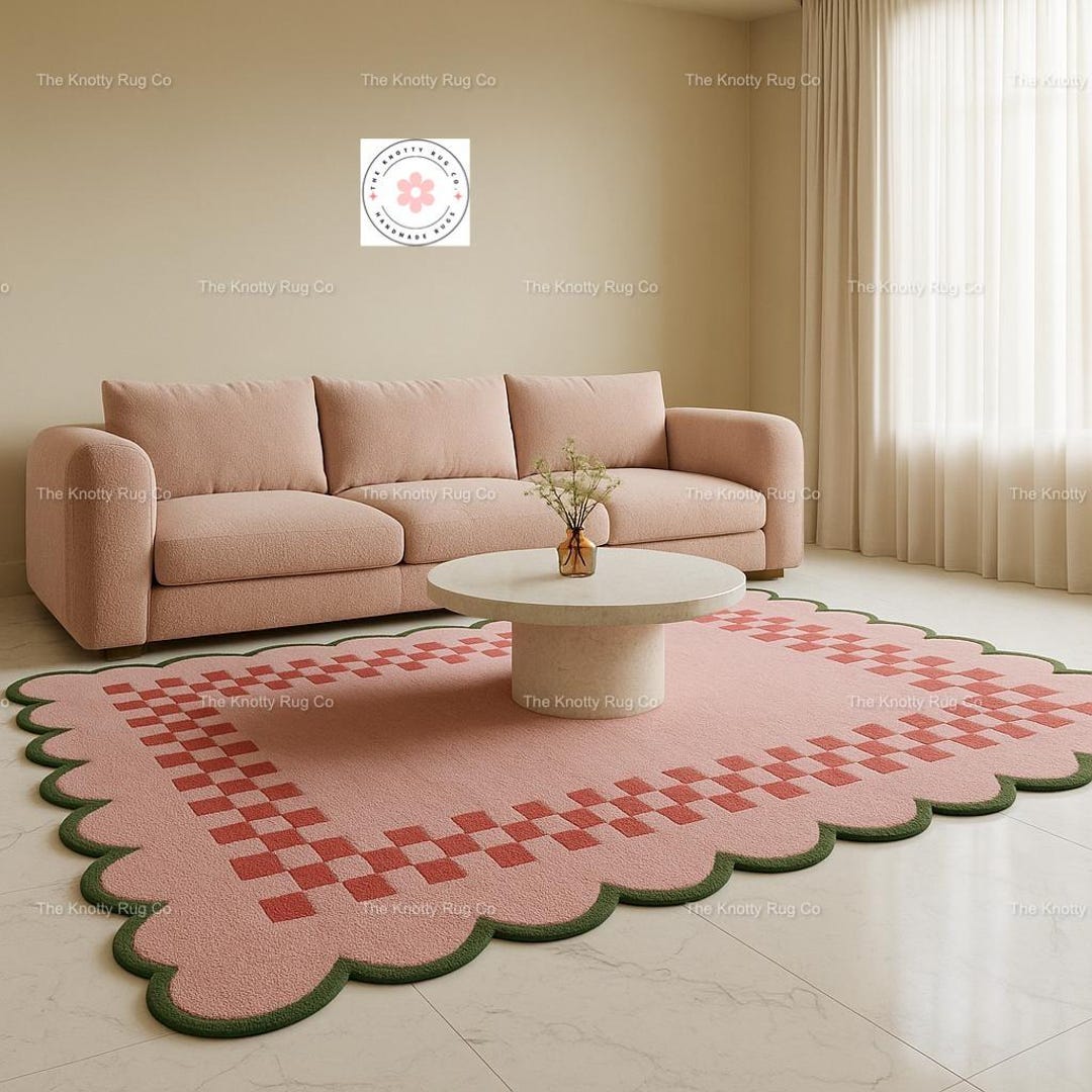 Hand Tufted Area Rug – Modern Abstract Scallop Design, Handmade Carpet ...