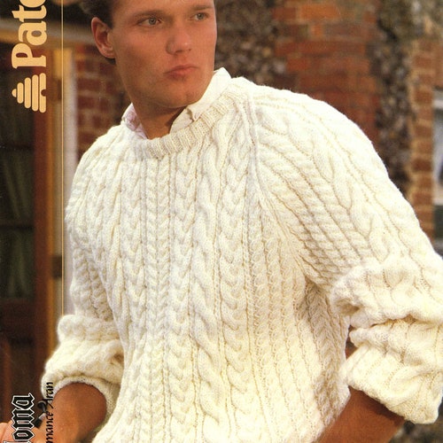 O'casey Aran Sweater Knitting Pattern PDF - Etsy