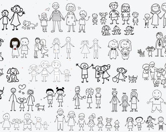 Huge Pack Of Family Stick Figures, PNG + SVG, Instant Download