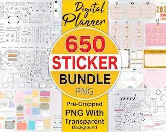 2025 Digitale Planer Sticker Pack, Ästhetische Digitale Aufkleber, Digitale Planer Aufkleber Png & Goodnotes, Boho Goodnotes Aufkleberpaket