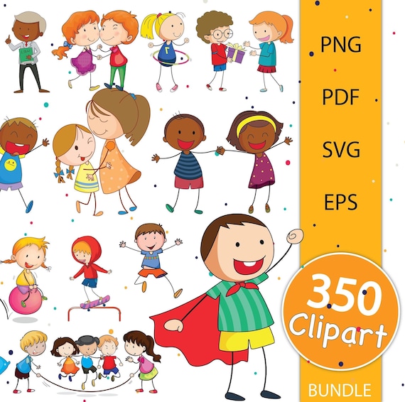 Kids Clipart Bundle: 350 PNG & SVG Images (Instant Download)