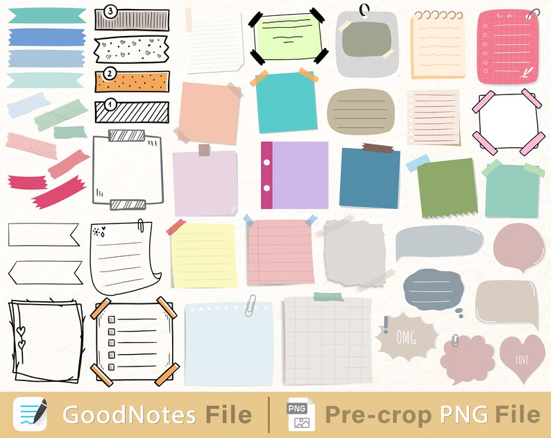 Digital Sticky Notes Goodnotes Sticky Notes Digital Etsy