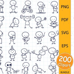 200 Stick Figuren SVG PNG Clipart Bundle, Stick Familie SVG Bundle, Stick Figuren Clipart Bundle | geschnitten Datei - Cricut & druckbare Dateien