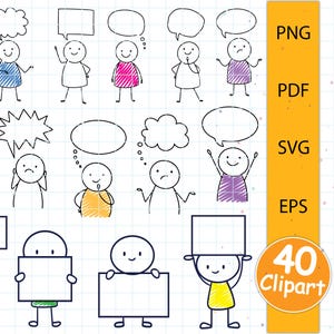 Stick Figures PNG, SVG, Stick Figures Clipart, 40 Stick Figures With Speach Bubble | Pdf, Svg, Eps For Cricut & printable files