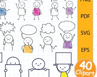 Stick Figures PNG, SVG, Stick Figures Clipart, 40 Stick Figures With Speach Bubble | Pdf, Svg, Eps For Cricut & printable files