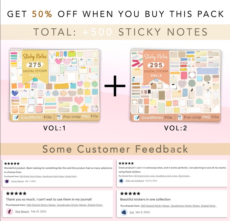 Digital Sticky Notes Goodnotes Sticky Notes Digital Etsy