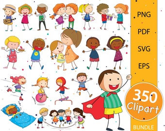 350 Kids PNG | Kids Clipart Bundle | Individual Children Images | Includes Boys And Girls | Cute Kids vectors,  Instant Download