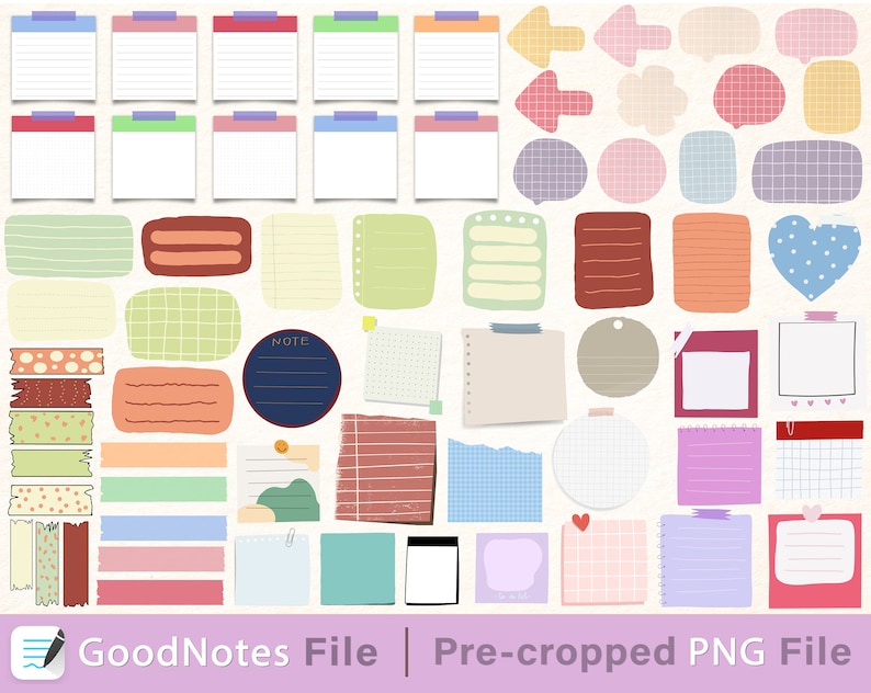 Goodnotes Sticky Notes Png Digital Sticky Notes Set Post It Etsy