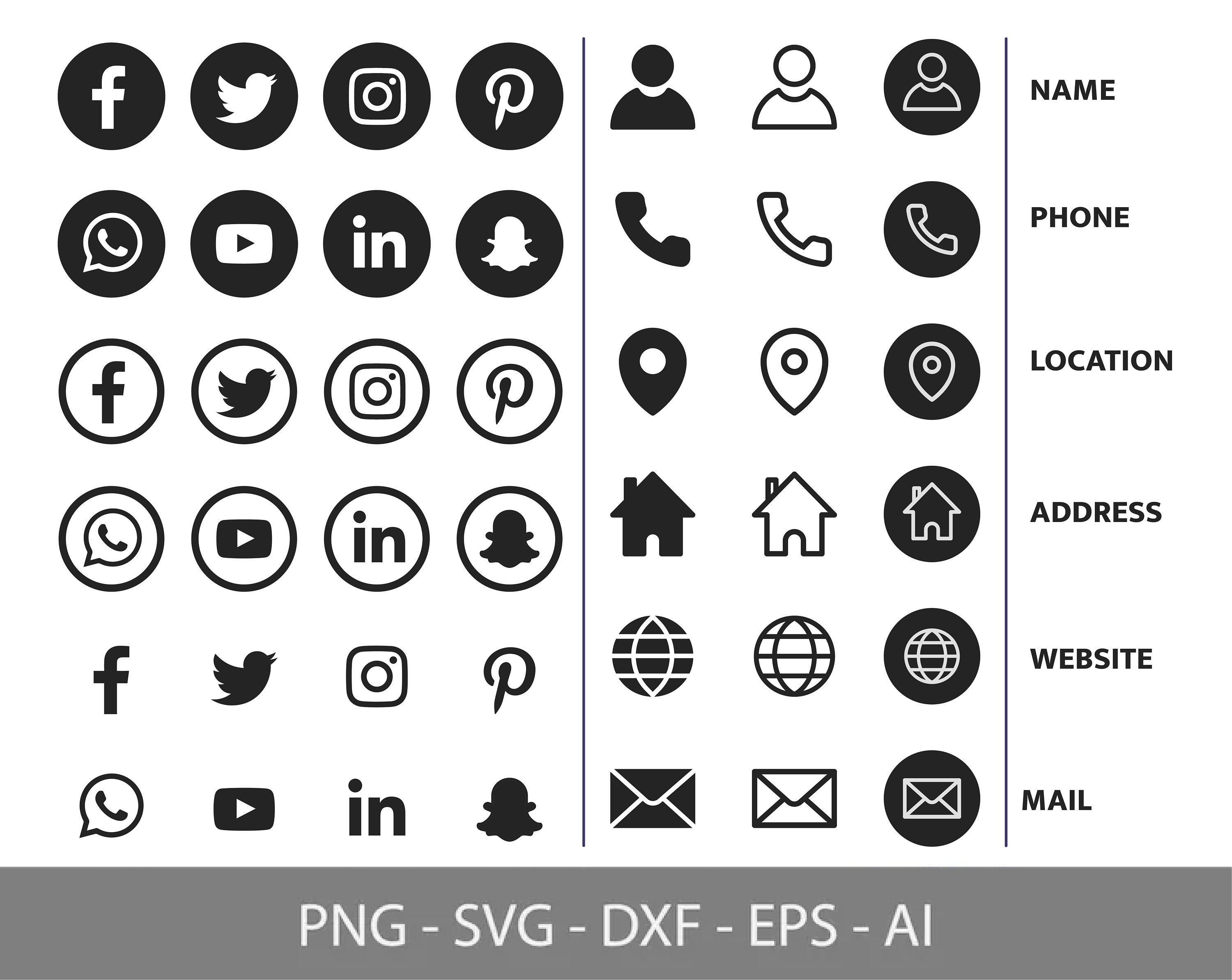 social media icons with names