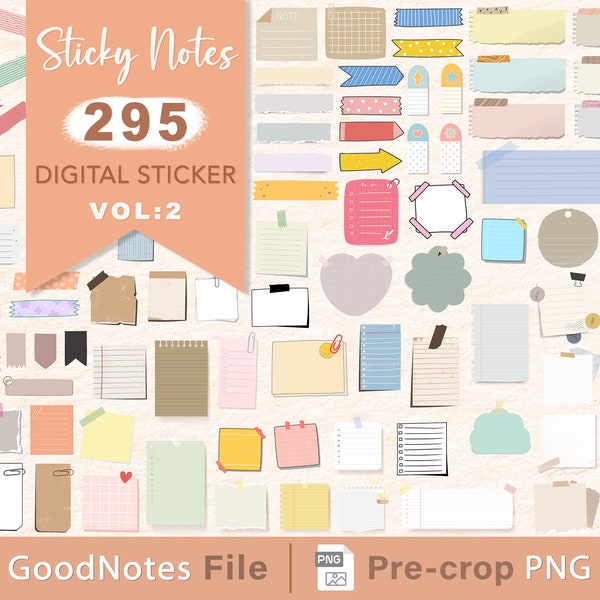 Digital Sticky Notes, Goodnotes Sticky Notes, Digital Stickers, Post It Notes/ Planner stickers for note taking and pretty additionals