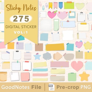 275 Digital Sticky Notes, Goodnotes Sticky Notes, Digital Stickers, Post It Notes/ Planner stickers for note taking and pretty additionals