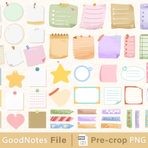 May include: A set of 30 digital planner stickers in various shapes, sizes, and colors. The stickers include stars, hearts, circles, squares, and rectangles. Some stickers have lines, grids, or polka dots. The stickers are perfect for adding a touch of personality to your digital planner.