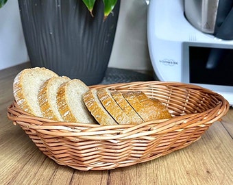 Natürliches Weidentablett für Brot, Obst und Gemüse, 100 % handgefertigt,