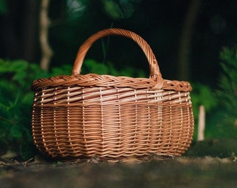 Cesta de salgueiro de vime para compras, 100% artesanal, cesta grande, multicolorida,