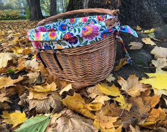 Wicker Willow Bike Basket, bicycle basket, natural wicker basket, Handmade 100%, Cover