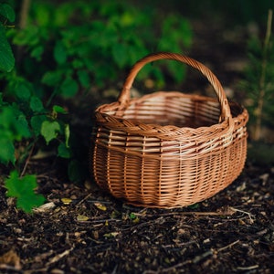 Wicker Willow Basket for Shopping, 100% handmade, big basket, multicolor, Multi-color + cover