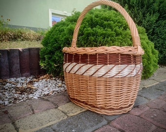 Natural Wicker Basket for shooping, mashroom picnik, fruit, vegetables and everything 100% handmade