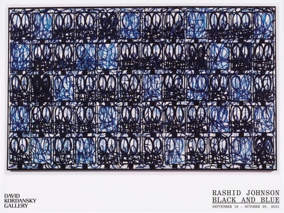 Authentic Rashid Johnson Exhibition Poster - Black and Blue
