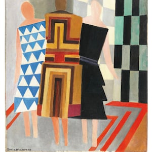 Stunning Sonia Delaunay original poster - Simultaneous Dresses - Three Women Forms Colours - Fashion