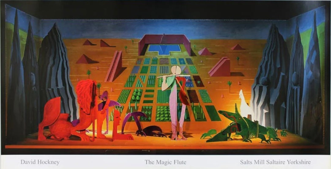 デイヴィッド・ホックニー (ビンテージ・ポスター) ヴィンテージのデイヴィッド・ホックニー展ポスター - 魔笛