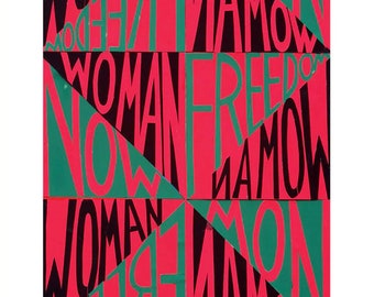 Authentic Faith Ringgold exhibition poster - Woman Freedom Now - feminist activist black female artist op art