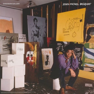 Authentic Jean Michel Basquiat exhibition poster - studio portrait - vintage original museum print photo