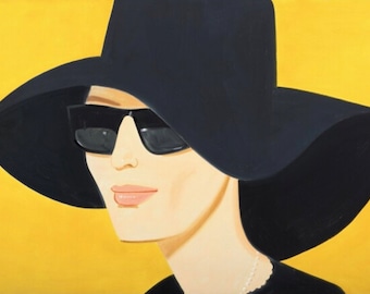 Official Alex Katz poster - Black Hat Yellow Background - stunning authentic museum print