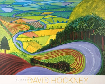 Original David Hockney exhibition poster - On Garrowby Hill - authentic museum print