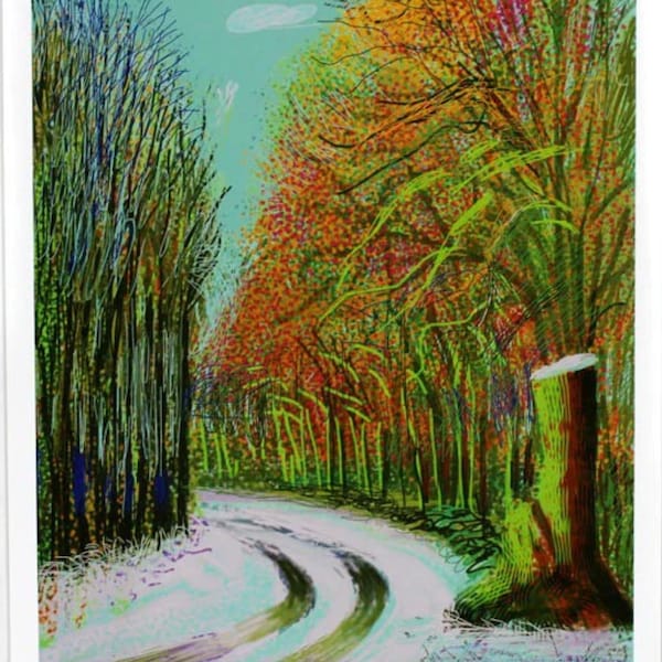 Original David Hockney exhibition poster - The Arrival of Spring 8th January 2011 - winter museum print