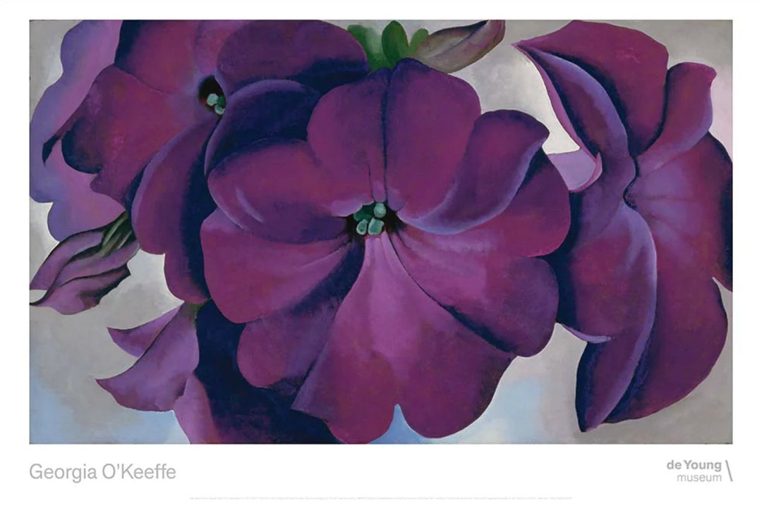 Authentic Georgia O'keeffe Exhibition Poster - Petunias - Purple ...