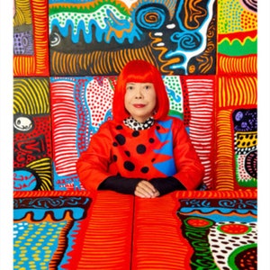 Auténtico cartel de la exposición Yayoi Kusama - Retrato - impresionante cartel original de la gran artista japonesa