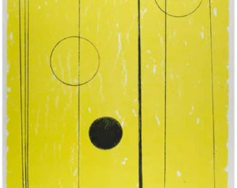 Original Barbara Hepworth Museum Print - Delos - Stunning exhibition poster in yellow - sculpture - female artist