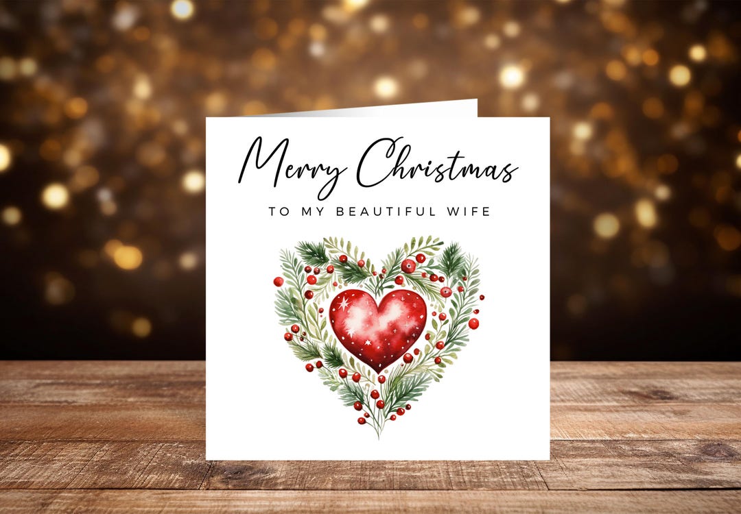 Carte De Noël Pour Ma Femme - Grand Format 25x18 Cm - Verset Sentimental, Ours Et Cadeaux - Marque Prelude