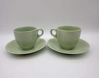 Vintage Expresso Kaffee Set mit 2 Tassen und Untertassen. Mintgrün.Made in England.