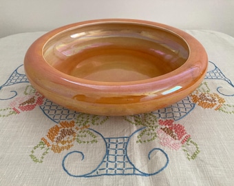 Vintage Crown Devon Lustre Ware Bowl, Orange Centerpiece, 1917-30