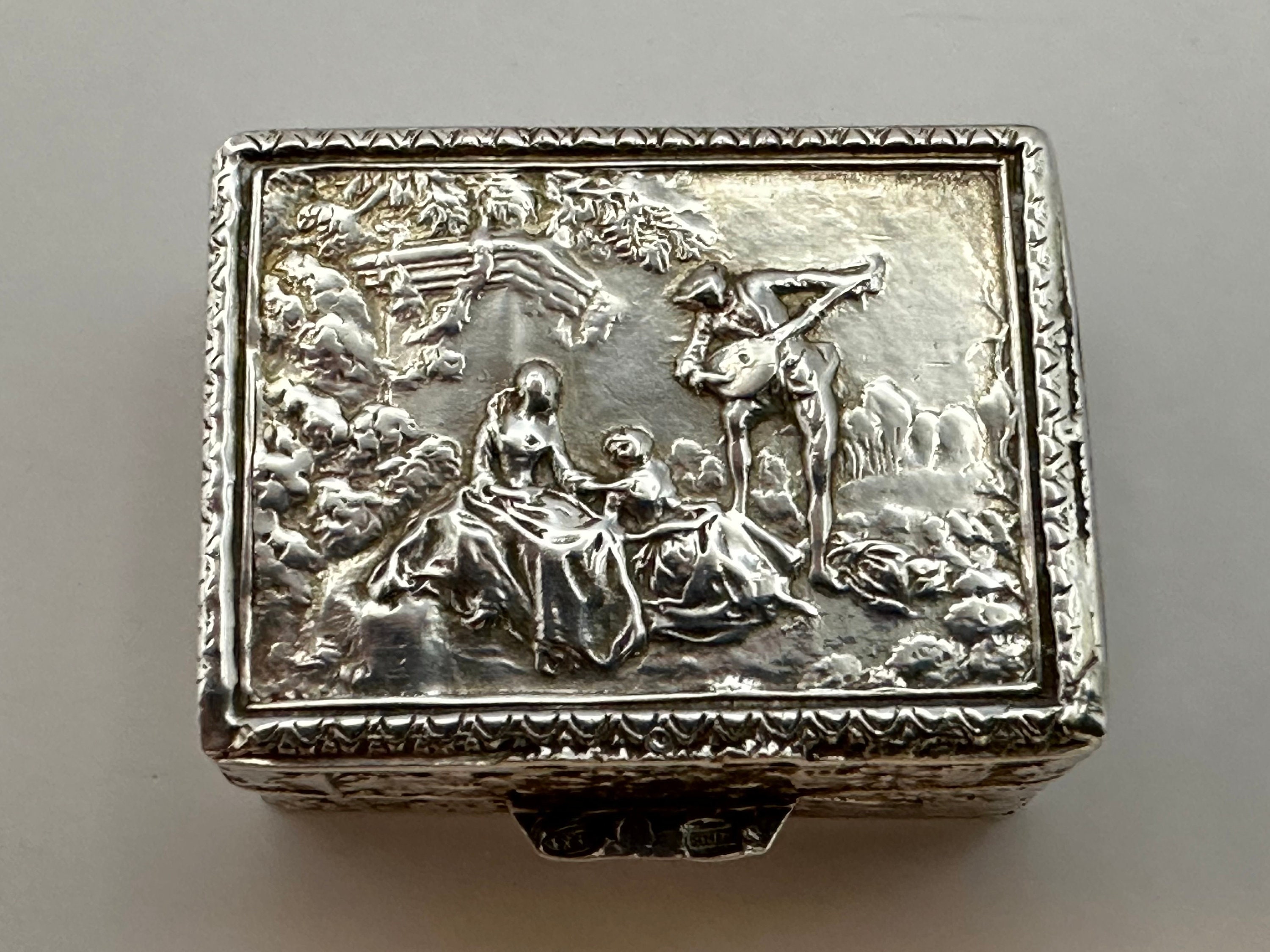 Silver Snuff Box, Antique, Sterling, Tobacco, Pocket, Berthold Muller,  London Import 1895, REF:583S 
