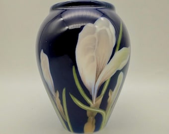 Royal Copenhagen Kobalt Blau Weiß Krokus Blumenvase. Dänemark,1960-70er Jahre.