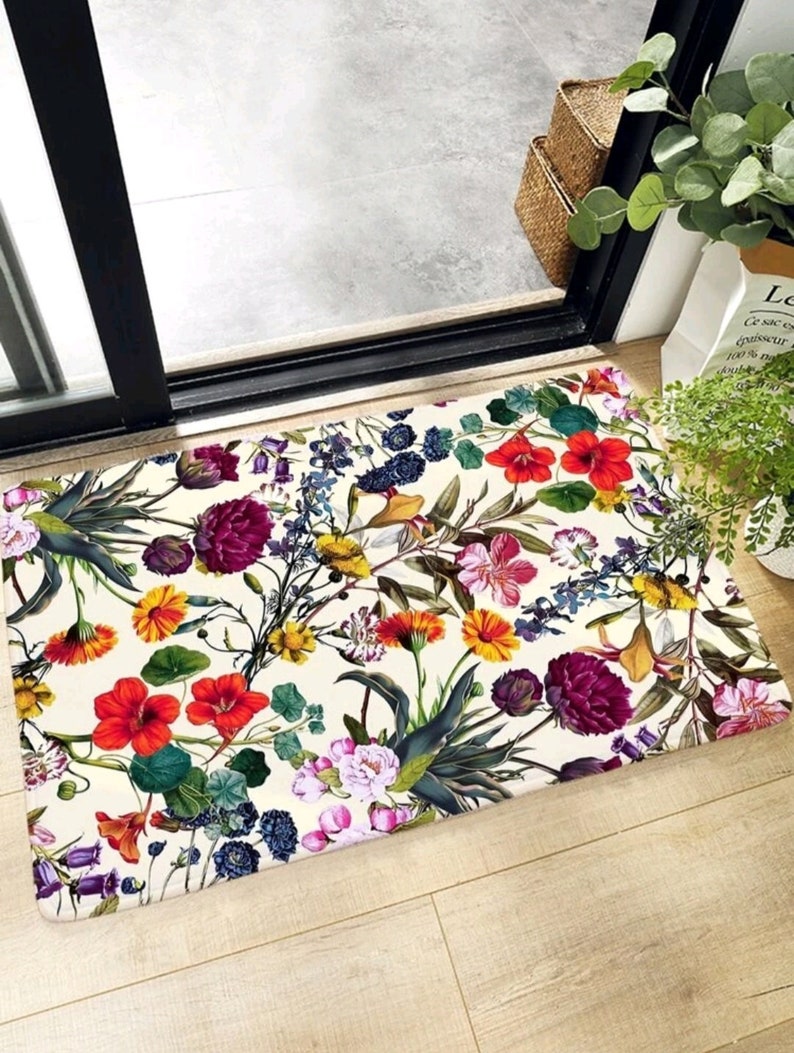 Flower Doormat Colourful Artsy Doormats / Floral Doormat Etsy UK