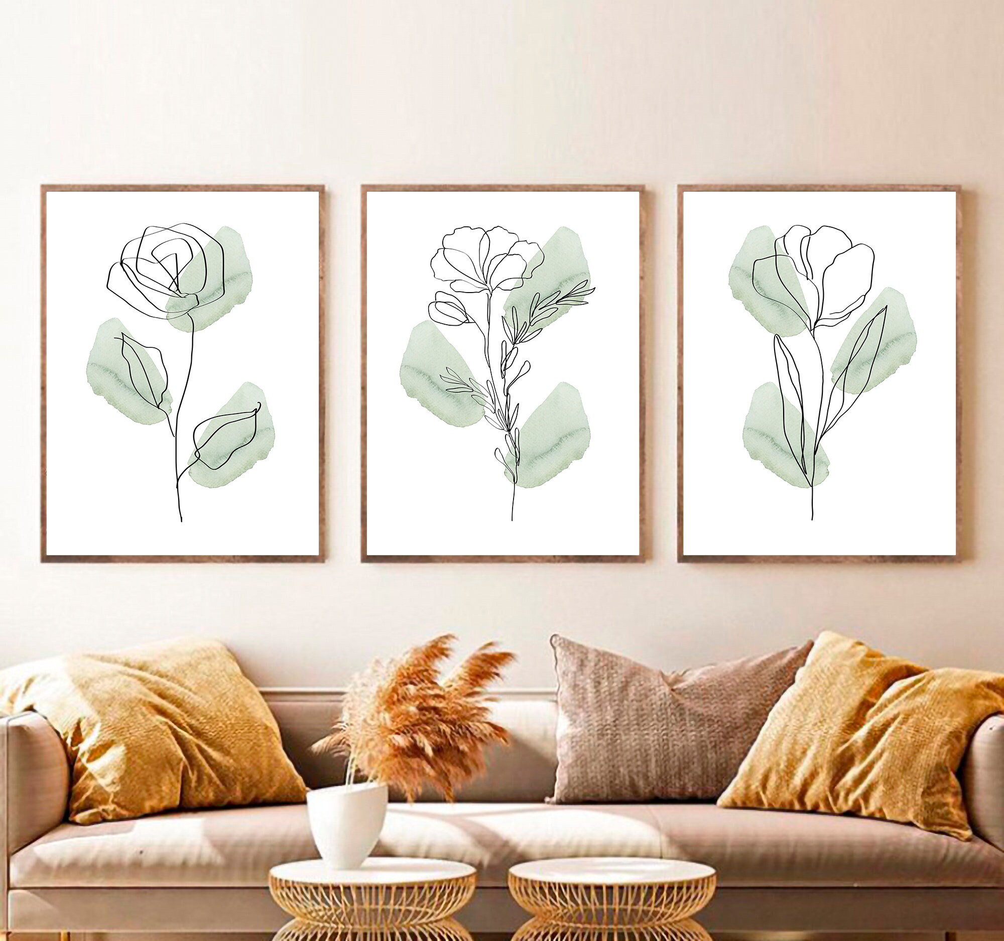 3 Piece Wall Art Flower Market Print Wildflower Print Sage - Etsy