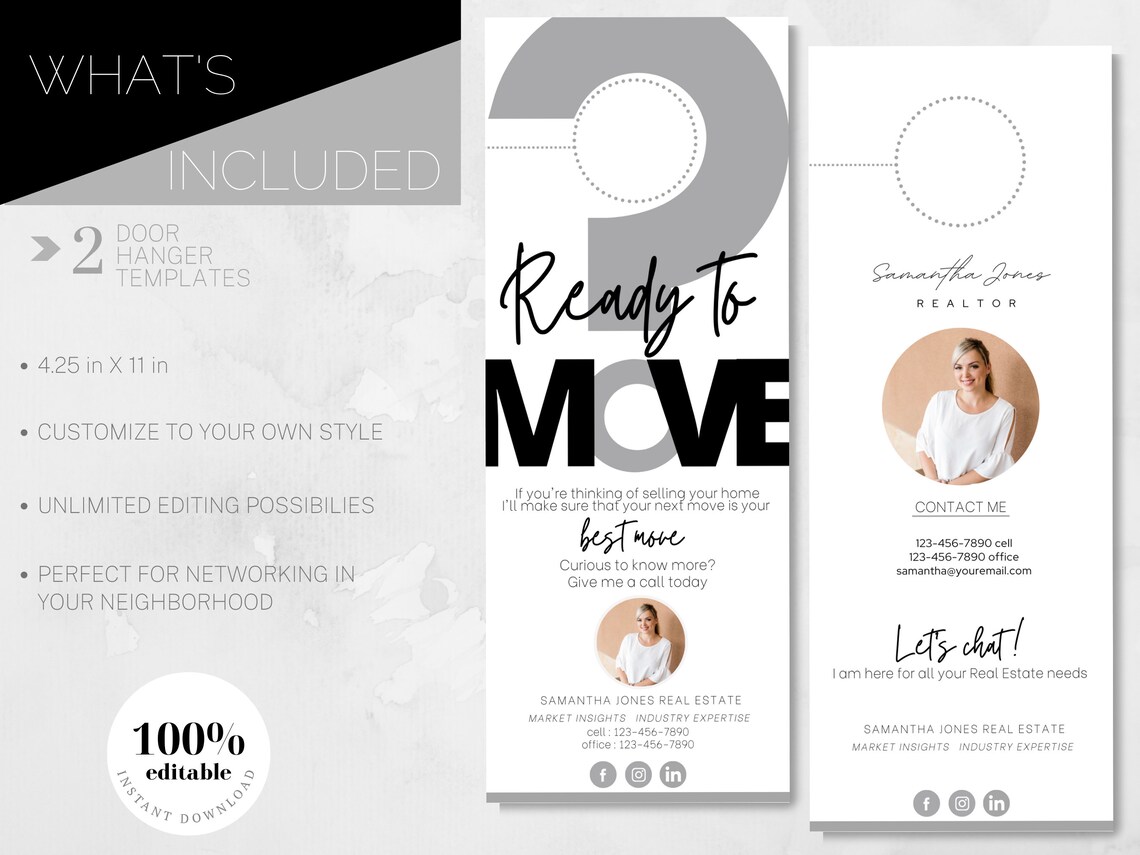 Real Estate Door Hanger Tag Template Design Real Estate Etsy