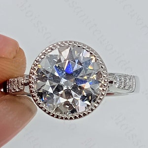 2.20 CTW Round Cut D/VVS1 Moissanite Engagement Ring, Moissanite Ring, Bezel Engagement Ring, Promise Wedding Anniversary Ring, Bridal Ring
