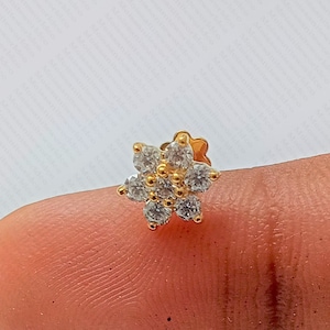 Floral Diamond Nose Pin | Moissanite, Lab & Natural Diamond | 9K–18K Gold, Platinum Nosepin